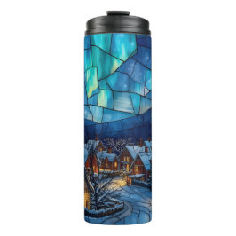 Panoramabuntglas Winterdorf Thermosbecher
