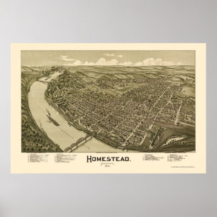 Panoramakararte von Homestead, PA - 1902 Poster