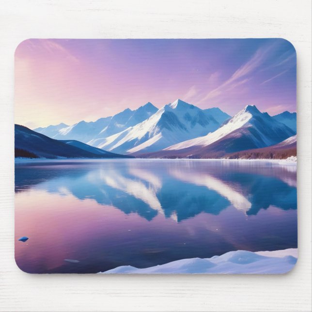Panoramalandschaft Berge Bergsee Ruhe Mousepad (Vorne)