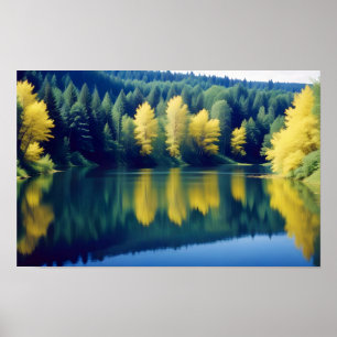 Panoramalandschaft Wald Landschaft Natur Ruhe Poster