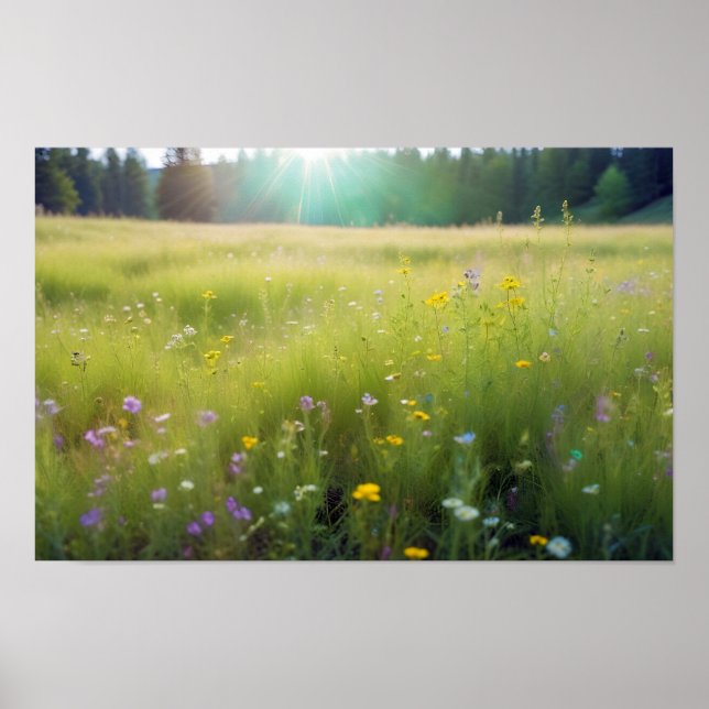 Panoramalandschaft Wiesen Natur Stille Landschaft Poster (Vorne)