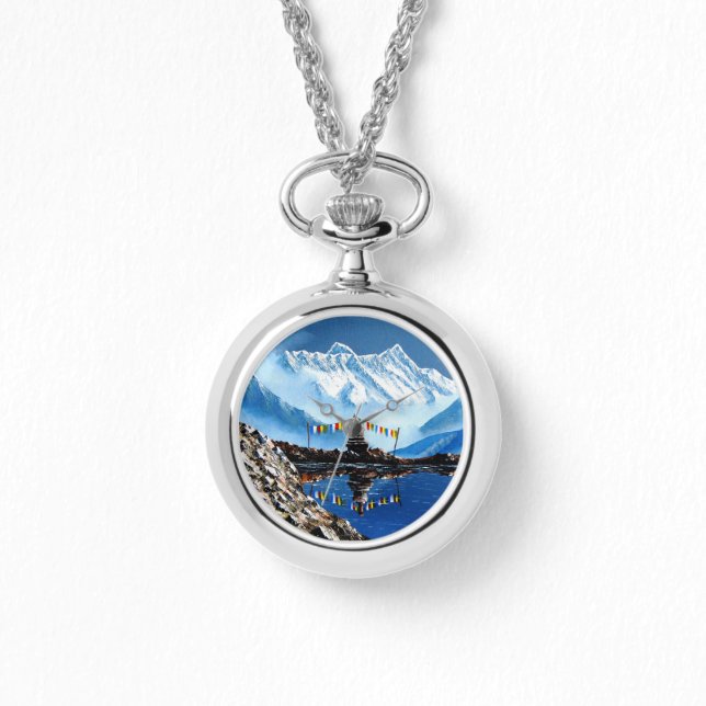 Panoramasicht auf den Berg Nepal von Annapurna Armbanduhr (Vorderseite)