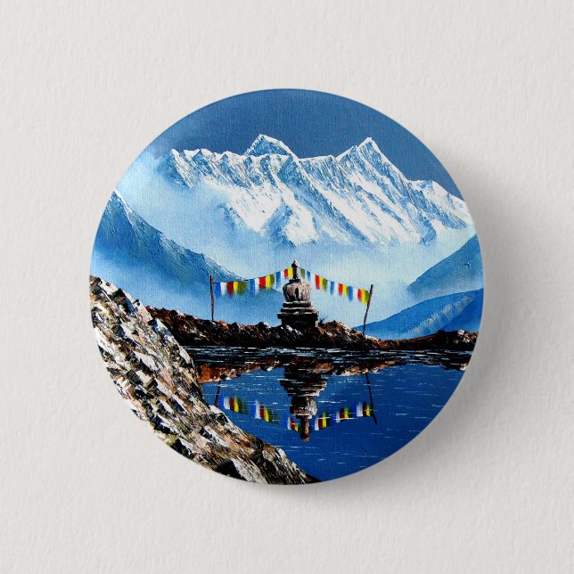 Panoramasicht auf den Berg Nepal von Annapurna Button (Vorderseite)