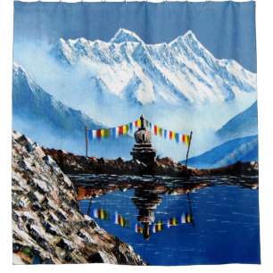 Panoramasicht auf den Berg Nepal von Annapurna Duschvorhang