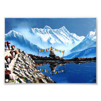 Panoramasicht auf den Berg Nepal von Annapurna Fotodruck