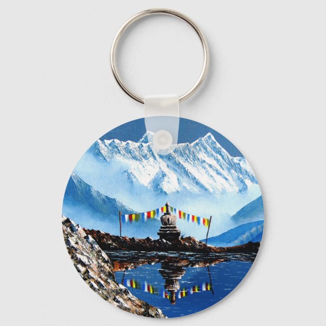 Panoramasicht auf den Berg Nepal von Annapurna Schlüsselanhänger (Vorderseite)