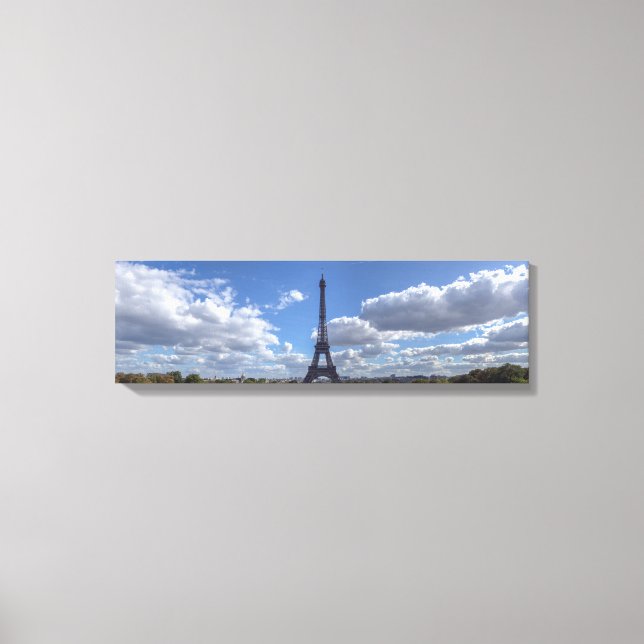 Panoramasicht auf den Eiffelturm von Trocadero aus Leinwanddruck (Vorderseite)