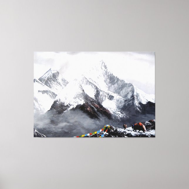 Panoramasicht auf den Everest Mountain Leinwanddruck (Vorderseite)