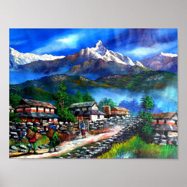 Panoramasicht auf den Everest Mountain Nepal Poster (Vorne)
