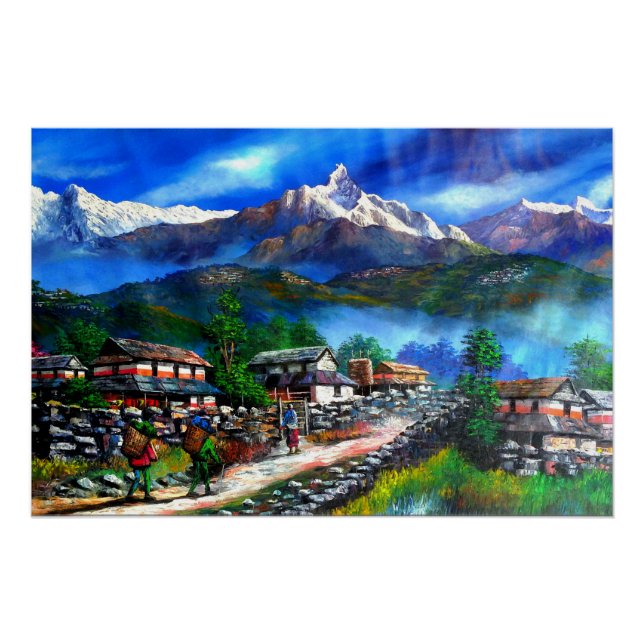 Panoramasicht auf den Everest Mountain Nepal Poster (Vorderseite)