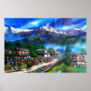 Panoramasicht auf den Everest Mountain Nepal Poster