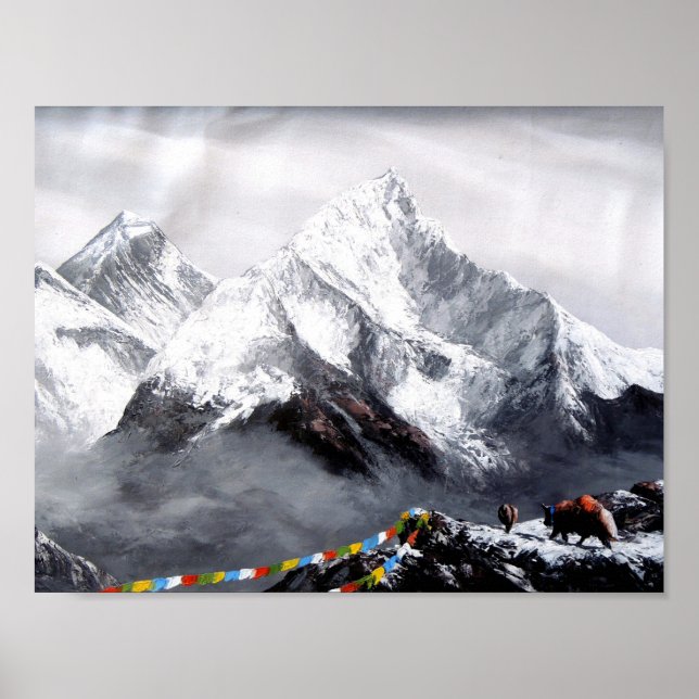 Panoramasicht auf den Everest Mountain Poster (Vorne)
