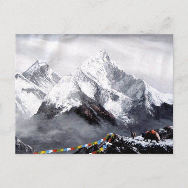Panoramasicht auf den Everest Mountain Postkarte (Vorderseite)