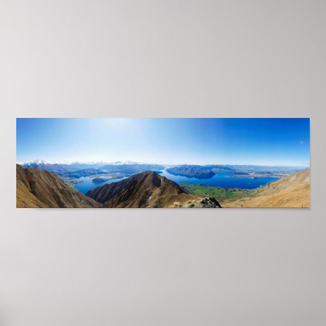 Panoramasicht auf die Berge Neuseelands Roy's Peak Poster (Vorne)