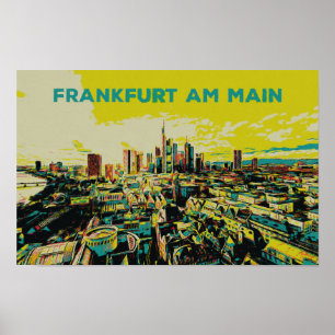 Panoramasicht auf die Frankfurter Illustration Poster