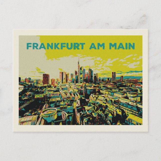 Panoramasicht auf die Frankfurter Illustration Postkarte (Vorderseite)