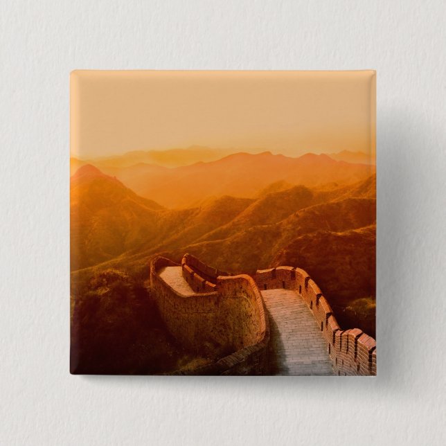 Panoramasicht auf die Große Mauer, China Button (Vorderseite)