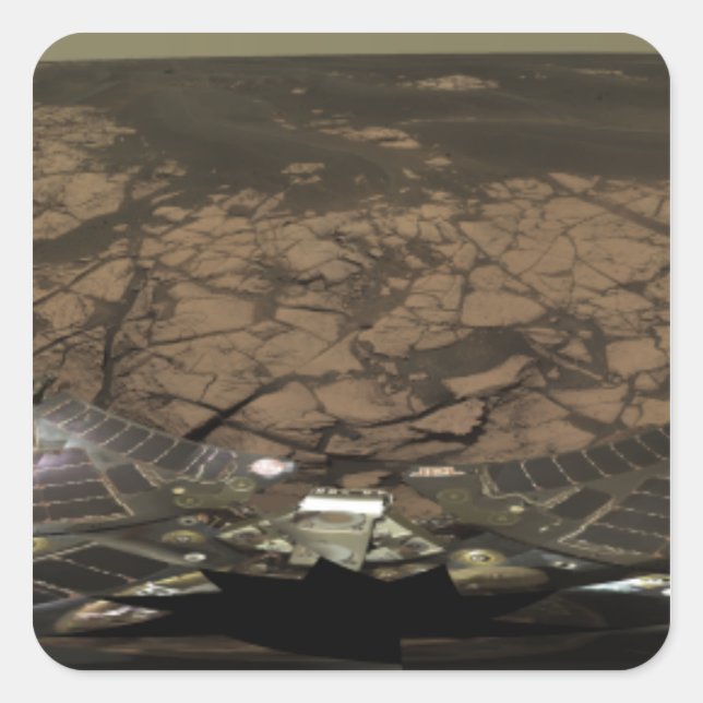 Panoramasicht auf die Mars 3 Quadratischer Aufkleber (Vorderseite)