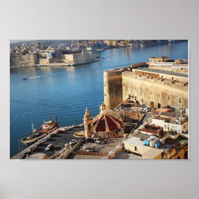 Panoramasicht auf die Skyline von Valletta, Malta Poster (Vorne)