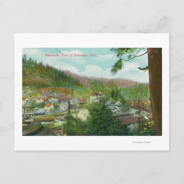 Panoramasicht auf die Stadt Dunsmuir, CA Postkarte (Vorderseite)