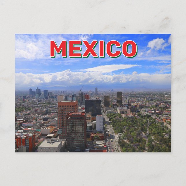 Panoramasicht auf Mexiko-Stadt Postkarte (Vorderseite)