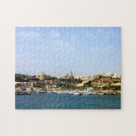 Panoramasicht auf Mgarr, Stadt und Hafen