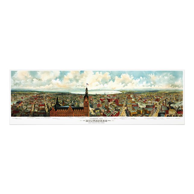 Panoramasicht auf Milwaukee Wisconsin 1898 Fotodruck (Vorne)