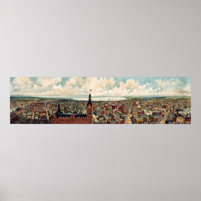 Panoramasicht auf Milwaukee Wisconsin Poster (Vorne)