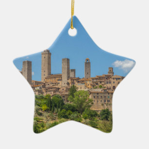 Panoramasicht auf San Gimignano Toskana Italien Keramikornament