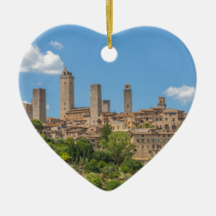 Panoramasicht auf San Gimignano Toskana Italien Keramikornament