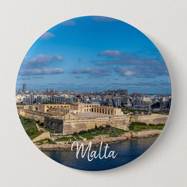Panoramasicht auf Sliema in Malta Button (Vorderseite)