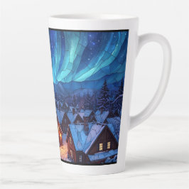 Panoramic Stained Glass Winter Village Milchtasse