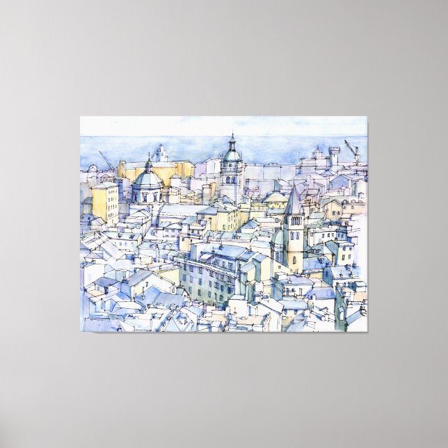 Panoramica di Genova Leinwanddruck (Vorderseite)