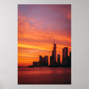 PANORAMISCHE FOTOGRAFIE DES SONNENS IN DER STADT POSTER
