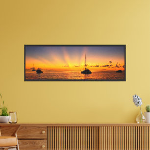 Panoramische Karibik-Sonnenuntergangs-Leinwandkuns Leinwanddruck