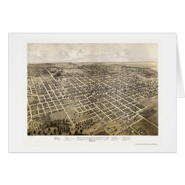 Panoramische Karte Bloomingtons, IL - 1867 (Vorderseite (Horizontal))