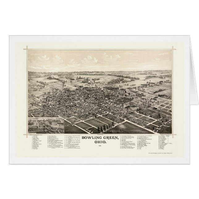 Panoramische Karte Bowling Green, OH- - 1888 (Vorderseite (Horizontal))