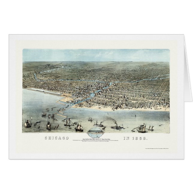 Panoramische Karte Chicagos, IL - 1868 (Vorderseite (Horizontal))
