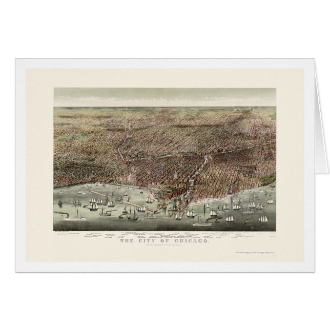 Panoramische Karte Chicagos, IL - 1892b (Vorderseite (Horizontal))