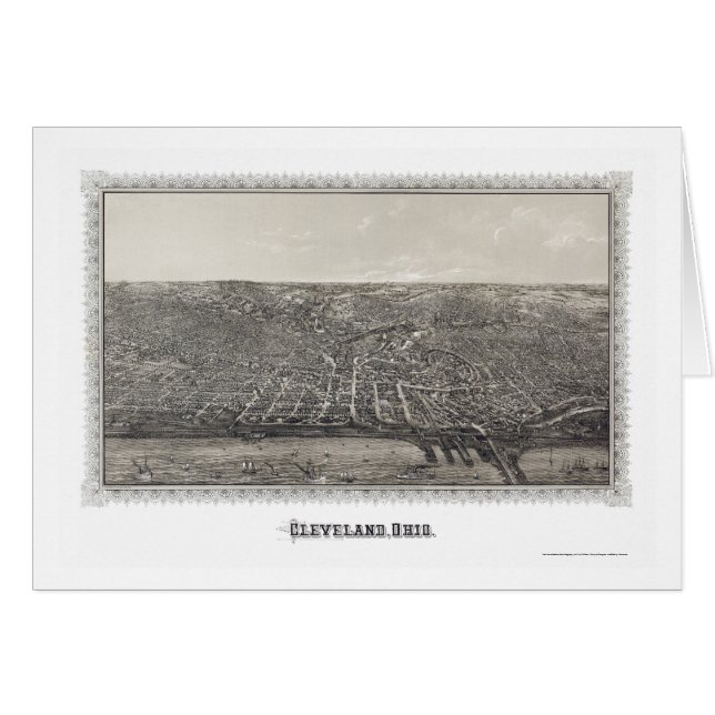 Panoramische Karte Clevelands, OH- - 1887 (Vorderseite (Horizontal))
