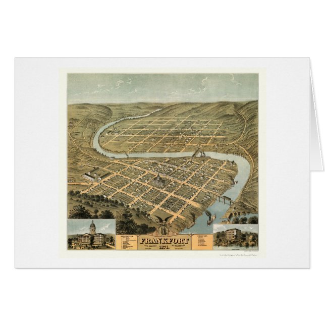 Panoramische Karte Frankfort, KY - 1871 (Vorderseite (Horizontal))
