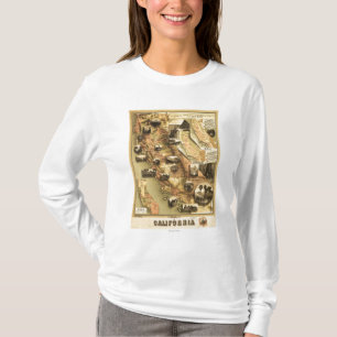 Panoramische Karte Kaliforniens T-Shirt