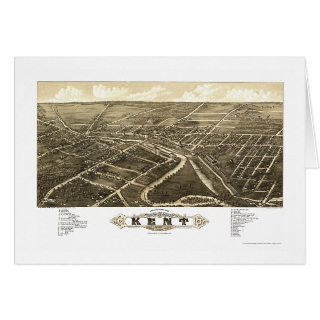 Panoramische Karte Kents, OH- - 1882 (Vorderseite (Horizontal))