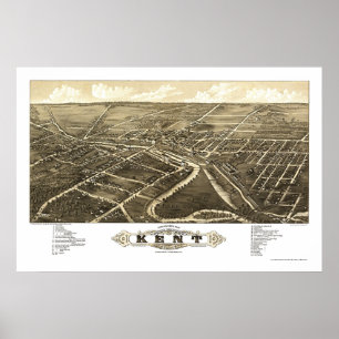 Panoramische Karte Kents, OH- - 1882 Poster