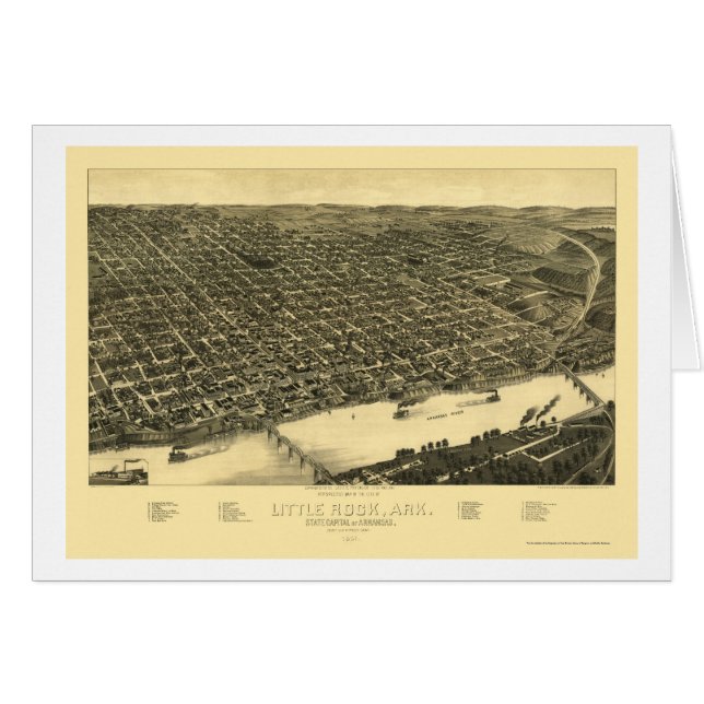 Panoramische Karte Little Rocks, Arkansas - 1887 (Vorderseite (Horizontal))