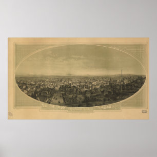 Panoramische Karte Los Angeless Kalifornien 1888 Poster