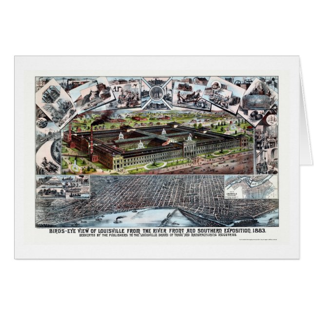 Panoramische Karte Louisvilles, KY - 1883 (Vorderseite (Horizontal))