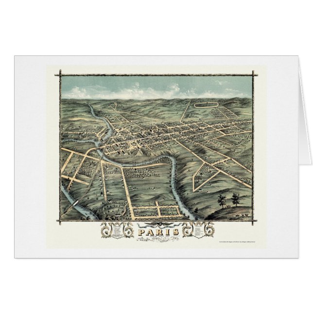 Panoramische Karte Paris, KY - 1870 (Vorderseite (Horizontal))