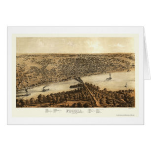 Panoramische Karte Peorias, IL - 1867