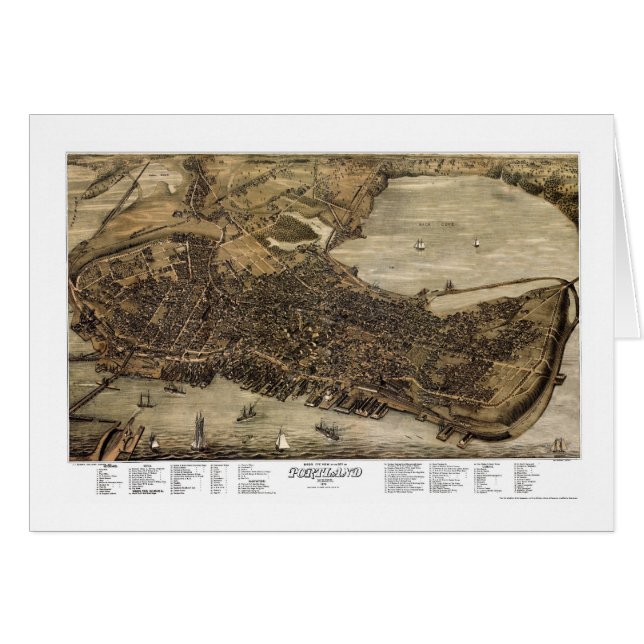 Panoramische Karte Portlands, Maine - 1876 (Vorderseite (Horizontal))